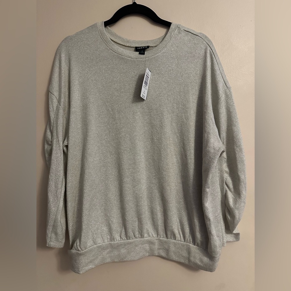 Torrid Silver Glitter Long Sleeve Sweater Size 1